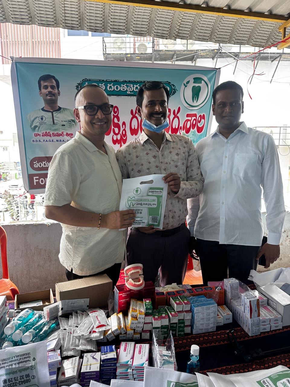 Dental health awareness camp supplies and educational desk